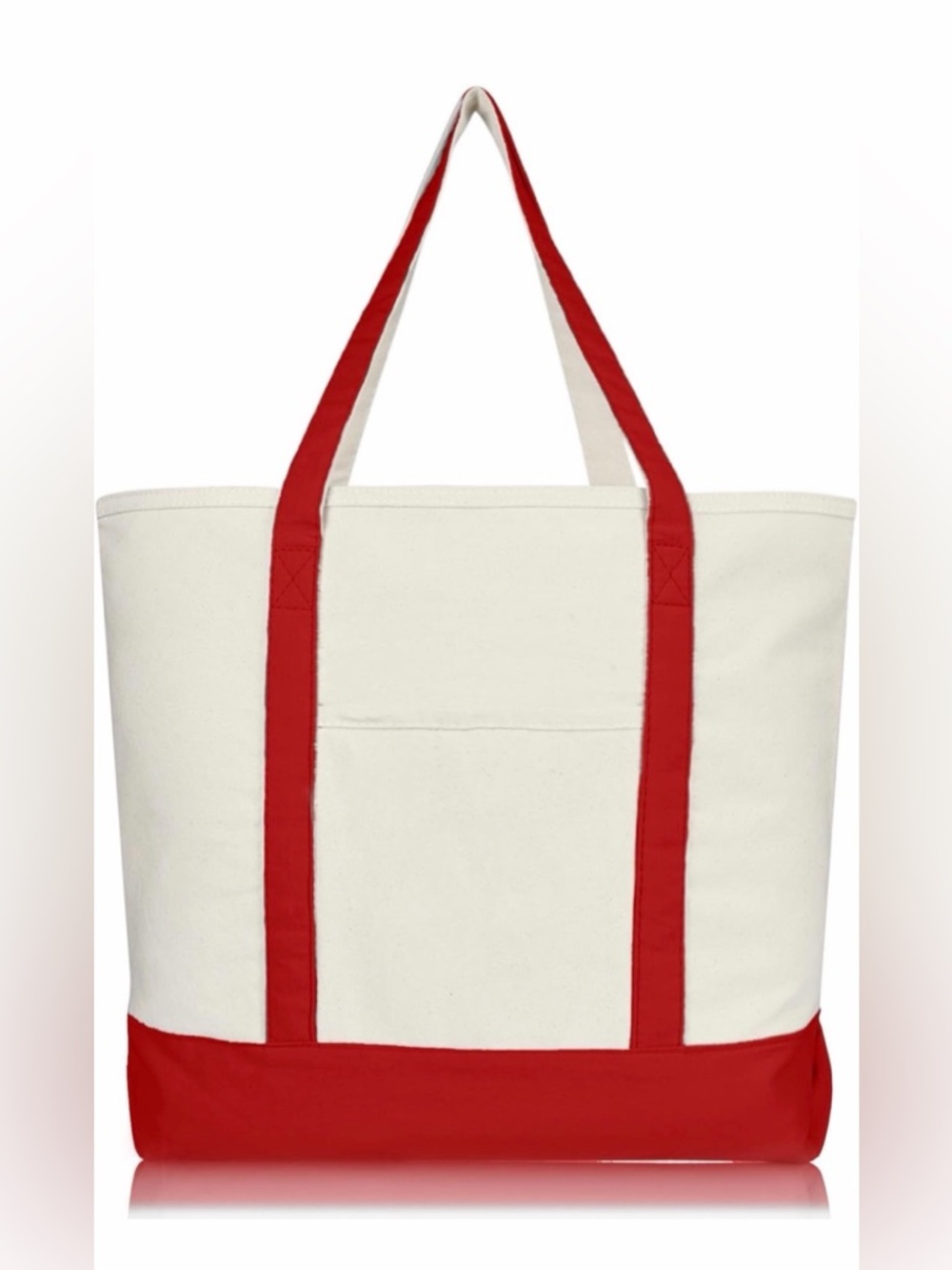 Canvas Tote Bag with Red Trim